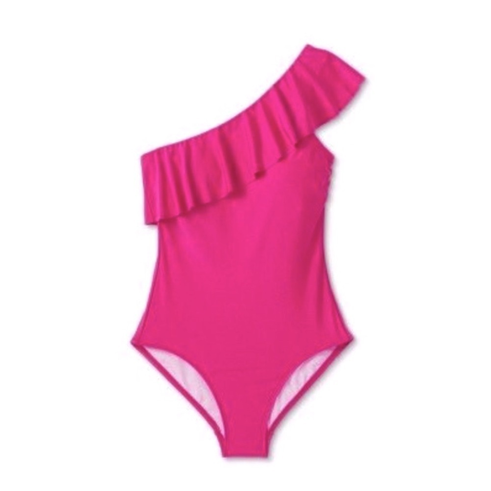 Kona Sol Ruffle One Shoulder Full
Coverage One Piece Swimsuit -Pink- 22 - NWT